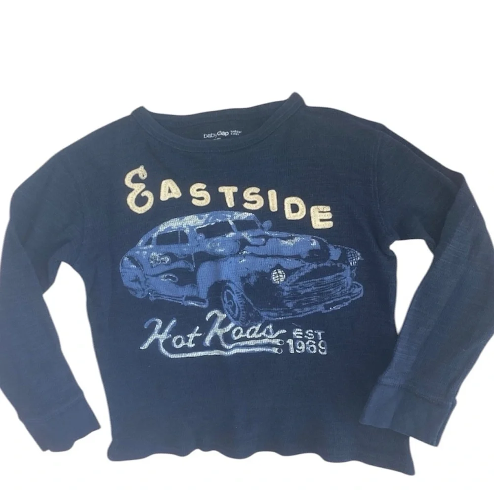 GAP Navy Hot Rod Long Sleeve Top Boys Sz. 4
